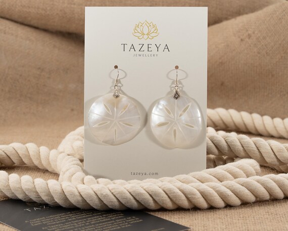 Mother of Pearl Sand Dollar Shell Earrings