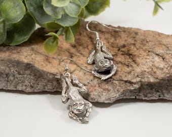 Vintage Sterling Silver Monkey Dangle Earrings