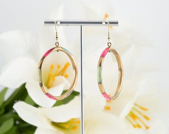 Multicolor Bamboo-Style Hoop Earrings – Colorful Statement Hoops