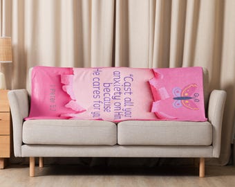 Cast Your Cares – 1 Peter 5:7 Blanket