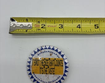 Vintage Boners Pizza Pub Button Pin “It’s Not The Size That Counts” RARE