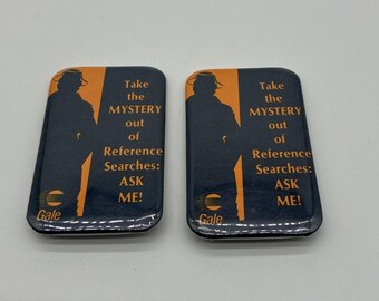 Vintage Library Librarian Pins Lot Of 2 Reference Searches