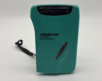 Vintage Soundesign 4317 Portable AM/FM Cassette Player Turquoise