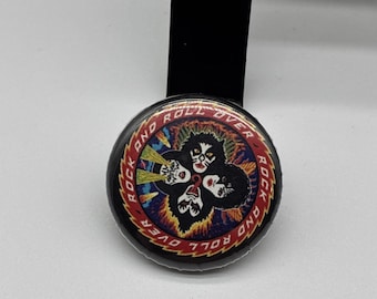 Vintage KISS Rock And Roll Over Button Pin