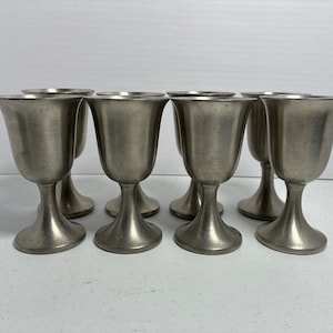 Web Pewter Wine Goblets Lot Of 8 Vintage 4.75in Moderate Wear