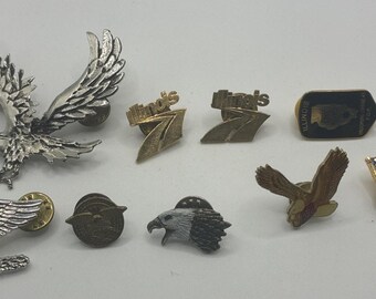 Vintage Military & Misc Pins USA Lot Of 9 Antique Eagle NRA etc