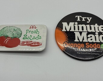 Vintage McDonald's Button Pin Fresh Salads & Minute Maid Uniform Flare
