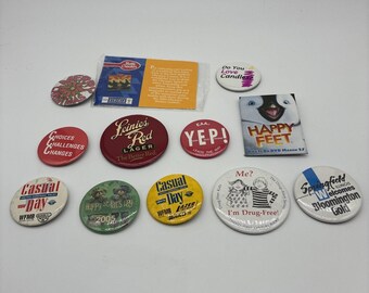 Vintage Random Lot Of Pinback Pins Buttons 12 Total