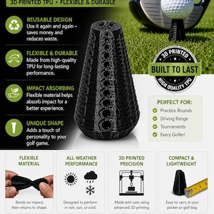 Reusable golf tee tpu 3d printed