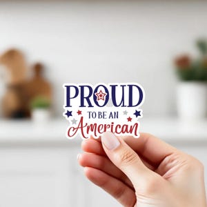 Proud American Vinyl Sticker: Patriotic USA Decal