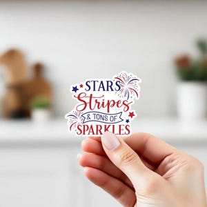 Patriotic Stars & Stripes Vinyl Sticker: 4th of July Sparkle