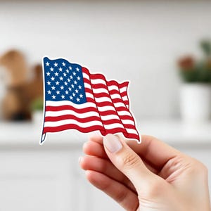 American Flag Sticker: Patriotic USA Die Cut Sticker