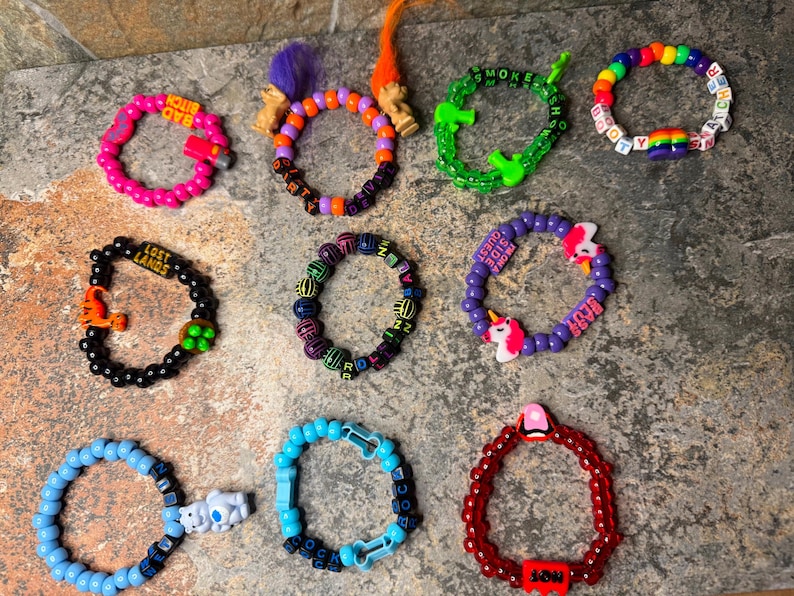Filthy Kandi Bracelets: Raver Rebel Statement Jewelry (10-Pack Random Words/Phrases ) 画像 7