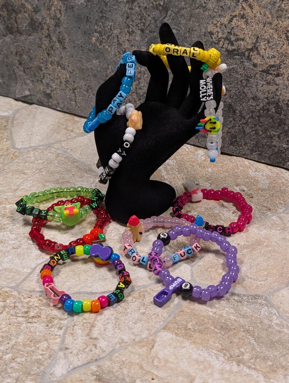 Filthy Kandi Bracelets: Raver Rebel Statement Jewelry (10-Pack Random Words/Phrases )