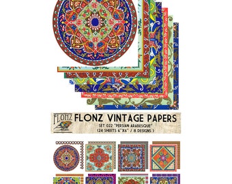 Decoupage Paper Pack 24 Sheets 6x6 Pallor FLONZ Vintage Styled Paper for Decoupage and Craft
