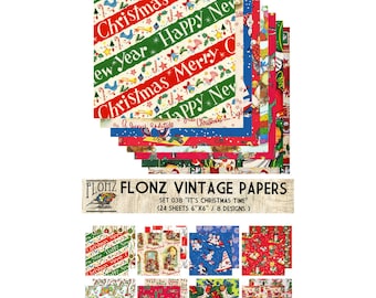 Decoupage Paper Pack 24 Sheets 6x6 Pallor FLONZ Vintage Styled Paper for Decoupage and Craft