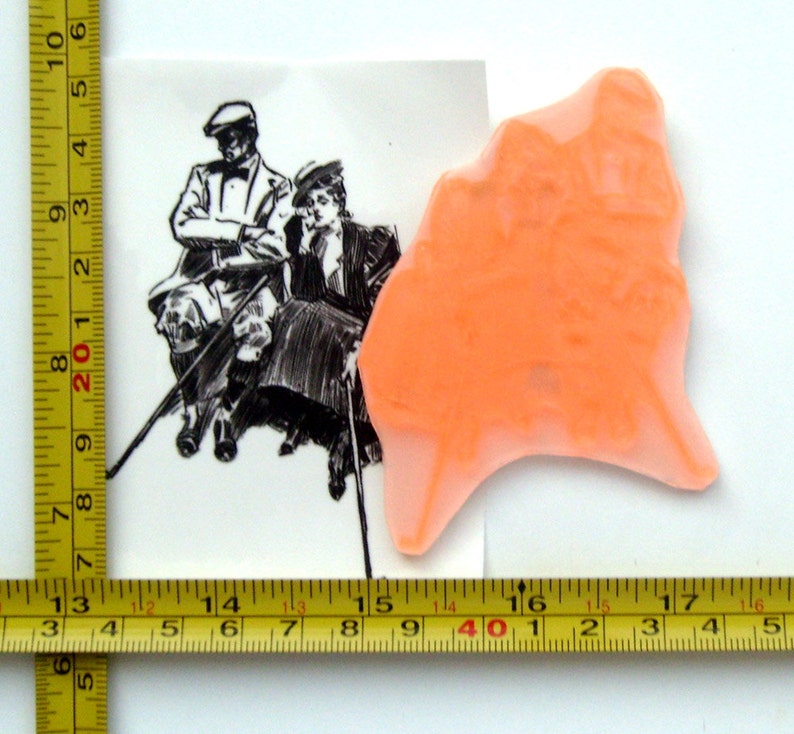 Gibson Golfer Vintage engraving portrait by C.D.Gibson FLONZ Clear stamp clingy acrylic