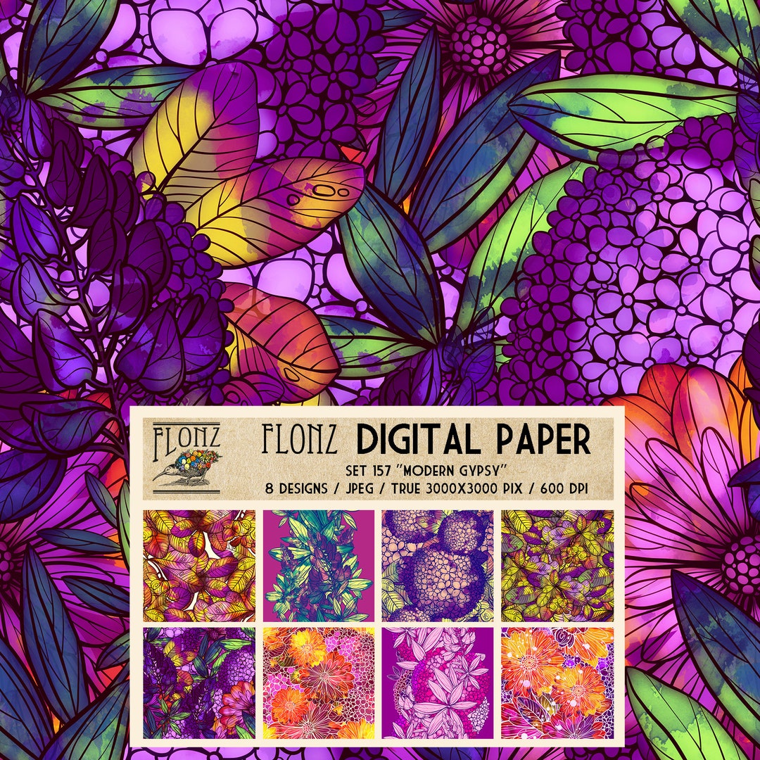 DIGITAL PAPER Set ~ 8 Designs 3000x3000 Pixels 600 Dpi ~ Modern Gypsy ...