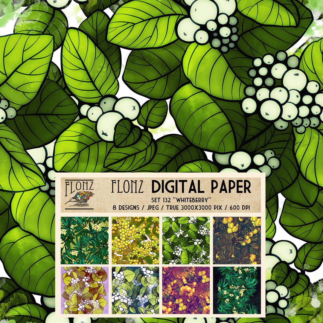 DIGITAL PAPER Set ~ 8 Designs 3000x3000 Pixels 600 Dpi ~ Whiteberry ...