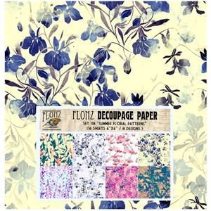 Scrapbooking Bastelpapier Pack (24 Stück 6"x6") FLONZ 118 'Sommer Floral Muster' Vintage Pastell farbene schöne Blumen und Pflanzen