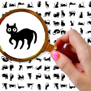 Nagelstickers (5 vellen) ~ FLONZNAIL Cute Slinky Black Cats Nail Decor Transfer Vintage Styled Stickers ~ FLONZ 101-400
