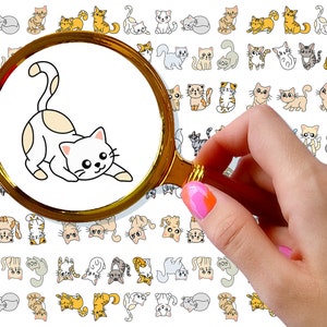 Nail Decals (5 sheets) ~ Adorable Cute Chibi Cats Nail Decor Transfer Vintage Styled Stickers ~ FLONZ 101-289