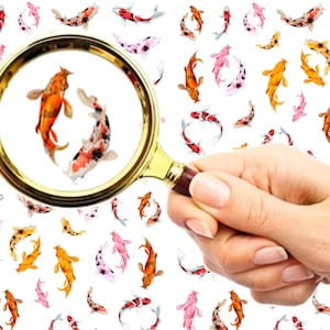 Nail Decals (5 sheets) Colorful Koi Fish, Yellow, Pink, Orange FLONZ 101-009