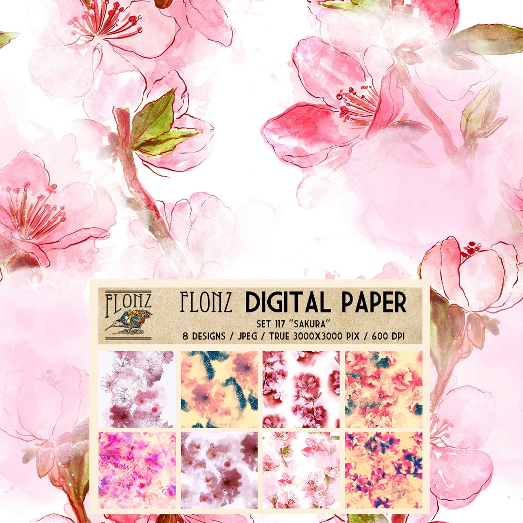 DIGITAL PAPER Set ~ 8 Designs 3000x3000 Pixels 600 Dpi ~ Sakura ~ FLONZ ...