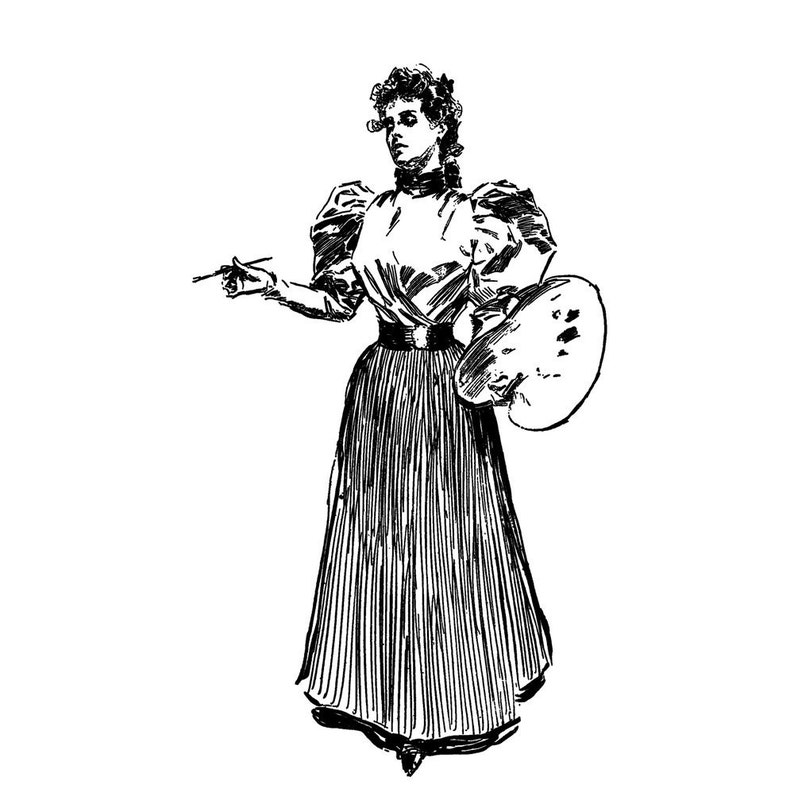 Girl Black Dress Sketch FLONZ vintage unmounted acrylic Clear stamp 2.5/"x3/"