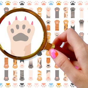 Nail Decals (5 sheets) ~ Adorable Cute Cat Paws Nail Decor Transfer Vintage Styled Stickers ~ FLONZ 101-287