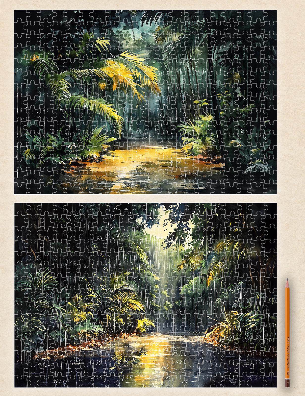 2 X JIGSAW PUZZLES 300pc ~ Tropical Rainforest Serenity – A Lush