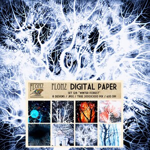 DIGITALE PAPIER set ~ 8 designs 3000x3000 pixels 600 dpi ~ Winter Forest ~ FLONZ Vintage Patronen 128