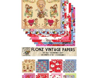 Scrapbooking Craft Paper Pack (24pcs 6"x6") FLONZ 063 Valentine day Love Cupids