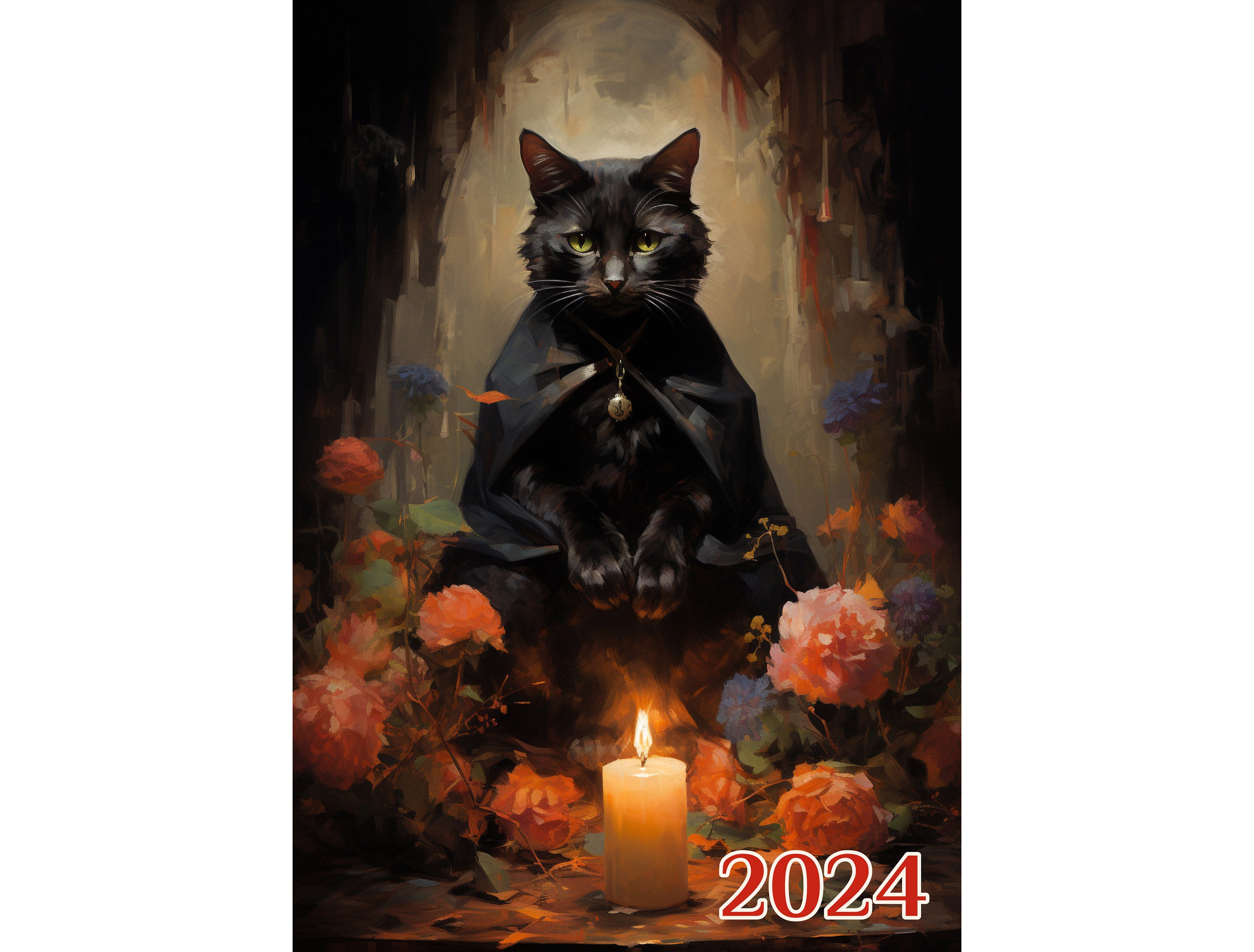 Cat Calendar 2024 - Egyptian Black Cat Poster for Sale by Lucia