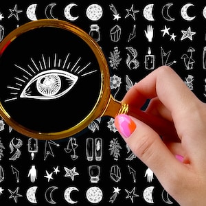 Nail Decals (5 sheets) ~ Simplistic Occult Witchcraft Symbols Nail Decor Transfer Vintage Styled Stickers ~ FLONZ 101-423