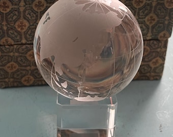 Globe World Earth geëtst mat helder glazen kristallen bol presse-papier set