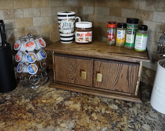 Decorative Handcrafted Solid Oak Kitchen Organizer: Countertop Storage