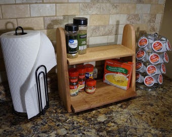 Decorative Handcrafted Wooden Kitchen Shelf and Organizer : Spice Rack, Display Shelf
