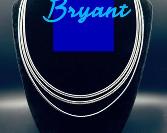 Vintage Lane Bryant Silver Tone Multi-Strand Necklace | Triple Layered Herringbone Omega Style | Minimalist Statement Jewelry