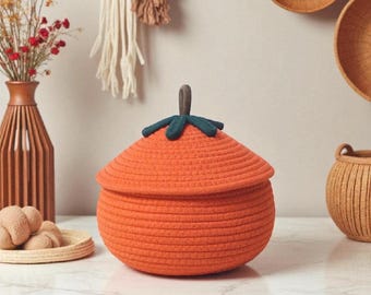 Handmade Woven Halloween Basket | Kids Pumpkin Basket|Halloween Storage Container | Decoration for Halloween | Gifts for Girls | Home Decor