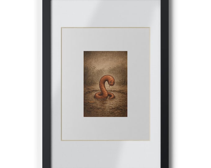 Vintage Curled Worm Illustration Framed Poster