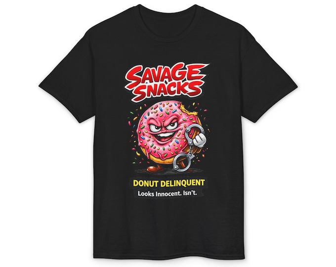 Savage Snacks Donut Delinquent T-Shirt | Cartoon Donut Character