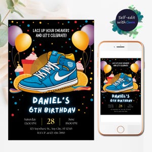 Sneaker ball birthday invitation Sneaker Invitation Birthday editable sneaker ball invitation Sneaker bash birthday party invites printable