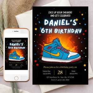 Sneaker ball birthday invitation Sneaker Invitation Birthday editable sneaker ball invitation Sneaker bash birthday party invites printable