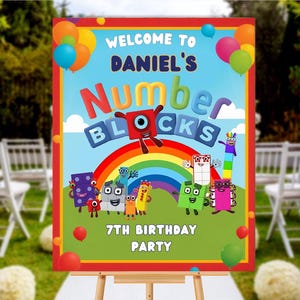 Number Blocks Birthday Welcome sign banner Numberblocks sign Birthday Party Numberblocks banner Numberblock Theme walcome sign digital