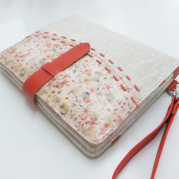 Floral parttern leather iPad case (iPad 4, iPad 3, iPad 2, iPad 1) with card, stationary and sim card pockets - Make it your style