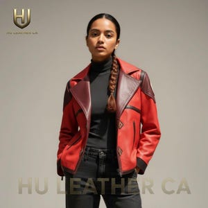 Veste en cuir rouge inspirée des Arcanes Vi faite main LOL Cosplay Costume Comic con tenue