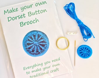 Make your own Dorset button brooch kit orange 