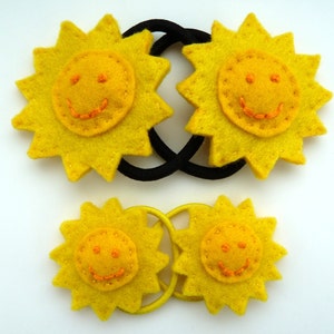 Punky Brewster sun hair ties, child size yellow, children's, girls, sunny, sunshine, happy, smile, smiley, hair bands, hair bobbles image 4