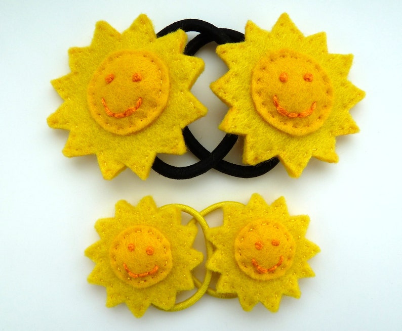 Punky Brewster sun hair ties, child size yellow, children's, girls, sunny, sunshine, happy, smile, smiley, hair bands, hair bobbles image 4